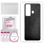 apgo Protective Skin Sticker for the back compatible with Tecno Pova Neo, Wrap Film, Foil, Vinyl - Pattern Black Leather