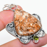 Natural Brecciated Mookaite, Peridot 925 Sterling Silver Pendant 2.29 s5y24