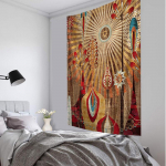 Libliklillega seinavaibad India kunst rannar&auml;tik Boheemi ps&uuml;hhedeelne madrats Magamistoa sisekujundus 320x182CM