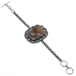 Natural Tube Agate Gemstone Handmade 925 Sterling Silver Bracelet 7-8 p4z82