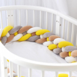 4-haruline pehme s&otilde;lme padi dekoratiivne beebi voodipesu, p&otilde;imitud v&otilde;revoodi, kokkup&otilde;rkevastane kaitseraua padi Four strands of 2.2M kollane