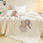 Uus A-klassi puuvillane kortsul&otilde;ng suur tikand suvine tekk 150x200cm 1.3kg white
