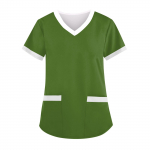 Naiste moodsad V-kaelusega l&uuml;hikeste varrukatega t&ouml;&ouml;r&otilde;ivad, taskutega, tr&uuml;kitud topid L sinine