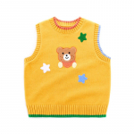Beebipoiste ja -t&uuml;drukute kampsun puuvillane vest kootud pehme &uuml;mara kaelusega varrukateta pullover lastele vest 90cm kollane