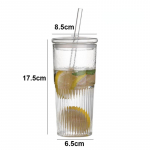 600 ml Stripe Glass Cup L&auml;bipaistvad klaasid kaane ja &otilde;lgedega joogiklaasid Kohvikruus Mahl Piim Tee Vesi Tassid Joogin&otilde;ud 600ML
