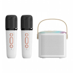 Y1 mikrofoni karaokemasin Bluetoothi ​​k&otilde;lar 5.3 s&uuml;steem koos 2 juhtmevaba mikrofoniga RGB valgustusega kodune lauluk&otilde;lar, lastele kingitus White 2 Mic