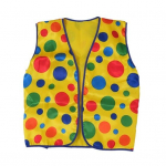 Klouni vesti mantel Kollane t&auml;pilise mustriga varrukateta vest Pidulik klounikujundus Halloweeni peo esinemisrekvisiit