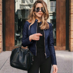 Naiste moe vabaajajope 2023. aasta s&uuml;gistrend, uus mantel, &uuml;hev&auml;rviline t&otilde;mblukk PU-nahast t&ouml;&ouml;turu jope &scaron;ikk ja elegantne daam Y2k L tumesinine v&auml;rv