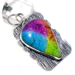 Rainbow Solar Quartz Gemstone Handmade 925 Sterling Silver Pendant 2.17 m1l66