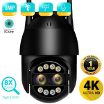 8MP 4K PTZ IP-kaamera 8x suum kahe objektiiviga inimtuvastusega CCTV-kaamera 4MP nutika kodu v&auml;litingimuste WiFi-valvekaamera ICSEE rakendus 4MP No SD Card