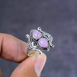 Natural Rose Quartz Gemstone Handmade 925 Sterling Silver Gift Ring Size 8 n1a06