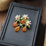 Loominguline Marja Retro Lihtne Metsaaia Taim Apelsini Klaasist p&auml;rlipross Pin Emane