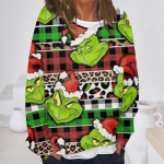 Naiste vabaaja moe vintage tr&uuml;kitud pikkade varrukatega O-kaelusega kampsun, kihiline pullover XL veini
