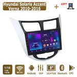 Android Carplay Autoraadio Hyundai Solaris Accent Verna 2010-2016 jaoks Multimeediapleier Peak Unit Stereo GPS-navigatsioon BT WIFI 2+32GB 2+32GB black