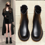 S&uuml;gis- ja talvised Briti stiilis l&uuml;hikesed naiste saapad, ehtsast nahast Retro Distressed Martini saapad, paksu talla &otilde;hukesed Chelsea saapad 35 pruun