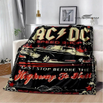 Rockb&auml;nd AC/DC retrotr&uuml;kiga flanellist soe pleed piknikutekk voodikate viskepleed voodipesu S&uuml;nnip&auml;evakink 30x40in