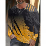 V&auml;rviplokk 3D Prindiga Meeste T-s&auml;rgid Kevadsuvi Imitatsiooniga pol&uuml;ester lahtise &uuml;mara kaelusega pikkade varrukatega vabaaja topid Oversized T-s&auml;rk S