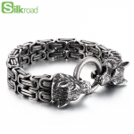 Roostevabast terasest Nordic Viking Double Wolf Head k&auml;ev&otilde;ru meeste retropunk