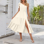 Naiste mood &uuml;hev&auml;rvilised &uuml;he &otilde;laga n&ouml;&ouml;riga kihilised poolitatud kleidid L sinine