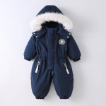 Talvine lasteriiete komplekt Thicken Baby Boys Jumpsuit Plus Velvet Baby suusakost&uuml;&uuml;m Soe poiste kombinesoon Body 1-4 aastastele t&uuml;drukutele 90 tumesinine v&auml;rv
