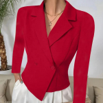 YYFS Naiste mood vabaaja s&uuml;gistalv &uuml;hev&auml;rvilise tr&uuml;kiga pikkade varrukatega POLO kaelusega pluusid ja s&auml;rgid S punane