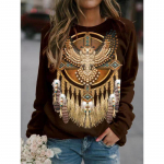 L&auml;&auml;ne-asteekide etnilised kapuutsid B&ouml;&ouml;mimaa 3D-prindiga dressipluusid Naiste t&auml;navar&otilde;ivad, pikkade varrukatega Y2k kapuuts Pullovers Topid Naiste r&otilde;ivad S