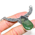 Natural Nephrite Gemstone Handmade 925 Sterling Silver Pendant 2.56 i8u75