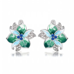 Uued rohelised emailitud lillek&otilde;rvar&otilde;ngad epoks&uuml;tsirkooniga Euroopa ja Ameerika stiilis Gold valge