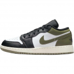 Air Jordan 1 Low GS Black Toe Medium Olive Laste tossud Roheline Valge 553560-092 36