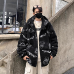 Vabaaja Mood Korea Stiil Ins L&otilde;tv Paksenenud Sherpa Jakk Meeste Trendikas Br&auml;nd &Uuml;li&otilde;pilase Kapuutsiga Mitmek&uuml;lgne Multikaprint M black