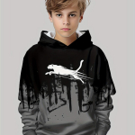 Stiilne poiste 3D-tr&uuml;kiga kapuuts &ndash; vabaaja pikkade varrukatega pullover koos k&auml;ngurutaskuga, veniv pol&uuml;estri segu 100