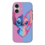 Coque Iphone 16 Plus stitch et angel bleu et rose