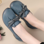 Pruun Ballet Retro Flats Mugavad Elegantsed Naistejalatsid Ehtsast nahast Loaferid Naistele Bowknot Naise pehmed sinised mokassiinid CN 35 sinine