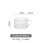 P&otilde;hjamaade stiilis retro reljeefsed klaasist tassid p&auml;evalille l&auml;bipaistev kohvitass p&auml;rliga piima tee K&uuml;lma joogi mahlakruus kullajoonega 450ML