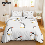 Penguin tekikott Antarktika loomad tekikott lastele poistele t&uuml;drukutele koomiksistiilis kahekordse suurusega talvekuningas pol&uuml;ester Qulit kate EU single(135x200cm) white