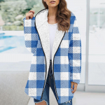 Naiste mood s&uuml;gistalvine paks pl&uuml;&uuml;sist pikkade varrukatega taskujope L sinine