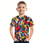 Laste T-s&auml;rk Ehitusplokid 3D Prindiga Poiste T-s&auml;rk Casual Pullover Hingav l&uuml;hikeste varrukatega T-s&auml;rk poistele Suvetopsid Camiseta 11-12Y