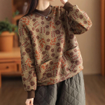 Vintage mustriga puuvillane linane naiste dressipluus moodne lapit&ouml;&ouml; paksenema lahtine taskutega kirjanduslik elegantne lihtne hubane naiste pullover one size kollane