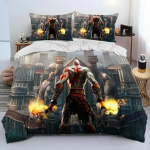 M&auml;ng God of War Kratos Voodipesukomplekt Tekikott Voodikomplekt Tekikate Padjap&uuml;&uuml;r Tekk Kuninga- ja Kuninganna suuruses Poiste ja T&auml;iskasvanute Voodipesukomplekt 70x133cm 2pcs