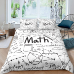 Matemaatika v&otilde;rrandi tekikate komplekt T&auml;issuurus Matemaatilise valemi mustriga Prinditud voodipesukomplekt 3 tk Lastele Hariv tekikate EU Single(135x200cm)
