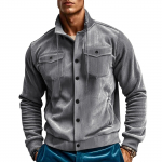 Meeste &uuml;hev&auml;rviline velvetist rev&auml;&auml;riga jakk Meeste retrov&auml;rviline mitme taskuga t&ouml;&ouml;jakk L