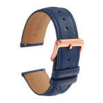 Calum Watch Strap Genuine Smooth Leather Quick Release Watch Smart Watch Band 12mm to 24mm Dark Blue x Rose (21mm, Buckle) brown