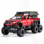 1/28 BENZ X-CLASS 6X6 MatkaOff-road S&otilde;iduk Sulamist Auto Mudel Heli ja Valgusega Laste M&auml;nguasi Kollektsioneeritav S&uuml;nnip&auml;evakingitus punane