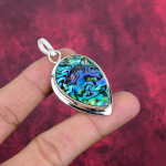 Abalooni Kest 925 Prooviga Tahke Sterling H&otilde;bedast Ripats, K&auml;sit&ouml;&ouml;na Valmistatud Gemstone Ripats Ehted, Kingitused Abikaasale T&auml;iesti Uus Ripats 2.36 Inches sinine