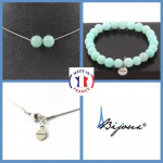 Pierres et Min&eacute;raux. Parure bijoux Bracelet Collier 2 Perles Amazonite 8 mm. Chaine en Taille personnalisable.