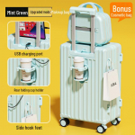 Jaapani stiilis kompaktne v&auml;rske kohver: Vastupidav universaalne ratask&auml;ru noortele, naistele ja meestele naha ja paroollukuga 18-inch taevasinine v&auml;rv