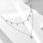925 Sterling H&otilde;bedast Kahekihiline Kaelakee Tsirkoonipunktiga - Mitmek&uuml;lgne, Lihtne L&uuml;hike Kaelakee Naistele 925 Sterling Silver valge
