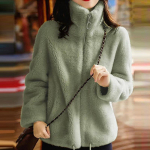 Naiste kahepoolne sametist k&otilde;rge kraega t&otilde;mblukuga kampsun &ndash; paks, soe, &uuml;hev&auml;rviline s&uuml;giseks ja talveks 6XL valge