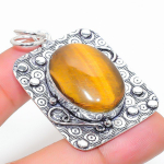 Tiger Eye Handmade 925 Sterling Silver Jewelry Pendant 2.09 n7y26
