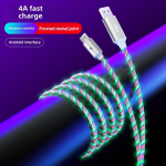 5A kiirlaadimiskaabel LED voolava valguse andmekaabel USB C v&auml;lkkaabel iPhone'i Android-telefoni laadija juhe v&auml;rvilise striimiefektiga 1m Android sinine